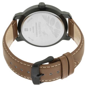 Fastrack Bare Basics Quartz Analog with Date Grey Dial Leather Strap Watch for Guys
