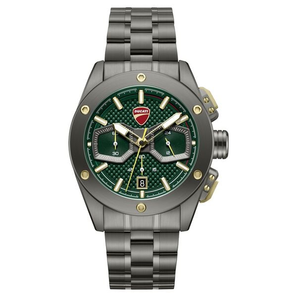 Ducati Quartz Chronograph Green Dial Grey Stainless Steel Strap Watch For Men - image number 0