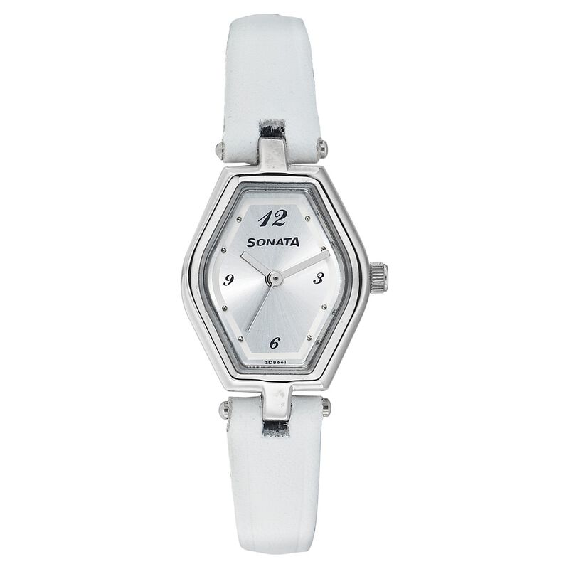 Sonata Quartz Analog Silver Dial Strap Watch for Women