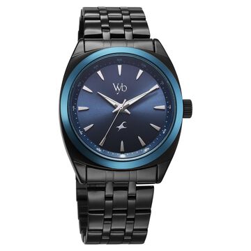 Fastrack Vyb Arcane Quartz Analog Blue Dial Black Color Metal Strap Watch For Guys