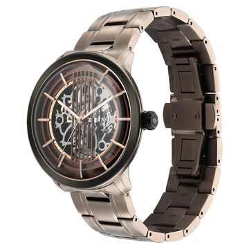 Titan Quartet Brown Dial Automatic Stainless Steel Strap Watch for Men