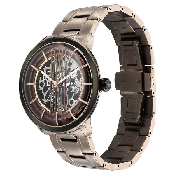 Titan Quartet Brown Dial Automatic Stainless Steel Strap Watch for Men - image number 2