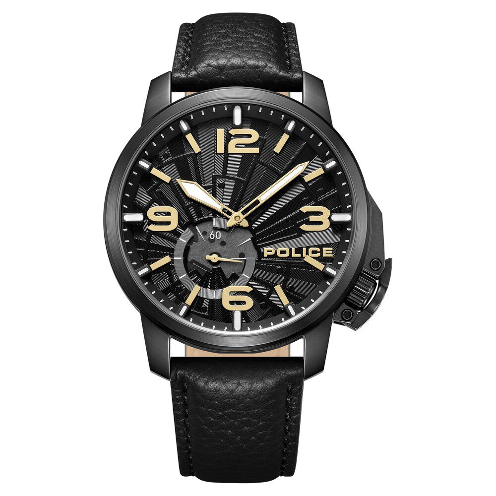 Police Quartz Analog Black Dial Black Leather Strap Watch For Men-image-14