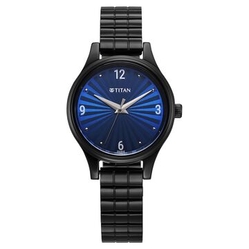 Titan Karishma Quartz Analog Blue Dial Black Stainless Steel Strap Watch For Women
