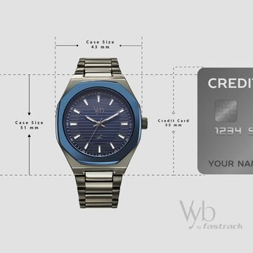 Fastrack Vyb Limitless Quartz Analog Blue Dial Metal Strap Watch For Guys