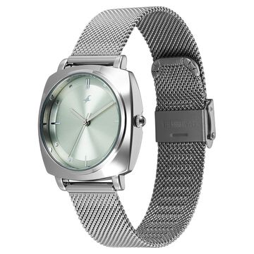 Fastrack Stunners X Quartz Analog Green Dial Stainless Steel Strap Watch For Girls