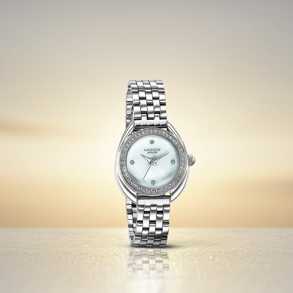 Poze By Sonata Quartz Analog Mother of Pearl Dial Silver Metal Strap Watch For Women-picture-13