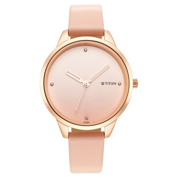 Titan Pastel Dreams Pink Dial Analog Leather Strap watch for Women - image number 1