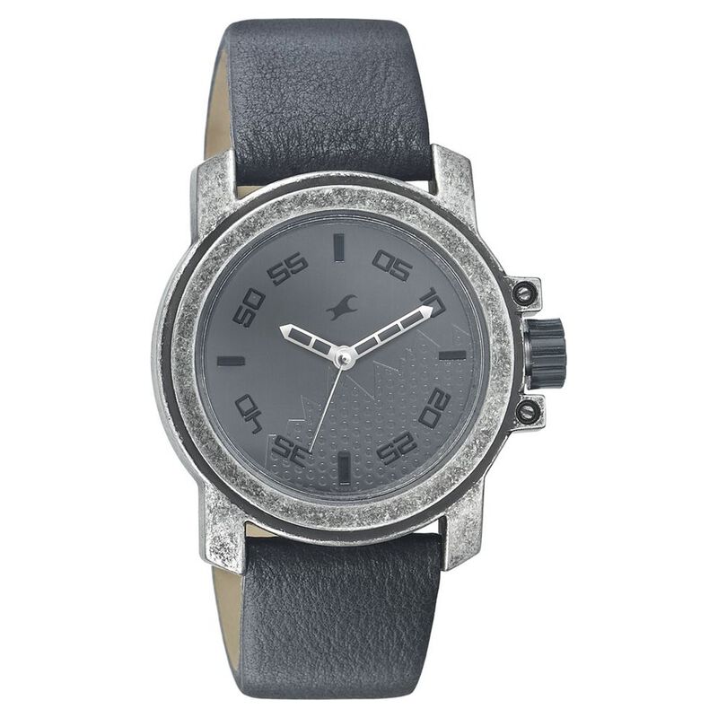 Fastrack Quartz Analog Antique Dial Leather Strap Watch for Guys