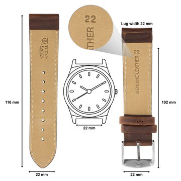 22 mm Brown Genuine Leather Straps for Men
