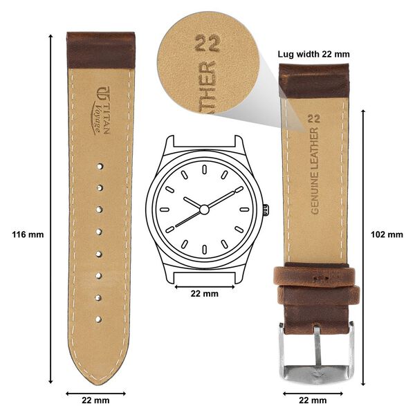 22 mm Brown Genuine Leather Straps for Men - image number 1