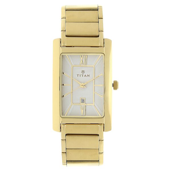 Titan Rectangle Silver Dial Analog with Date Stainless Steel Strap watch for Men - image number 0