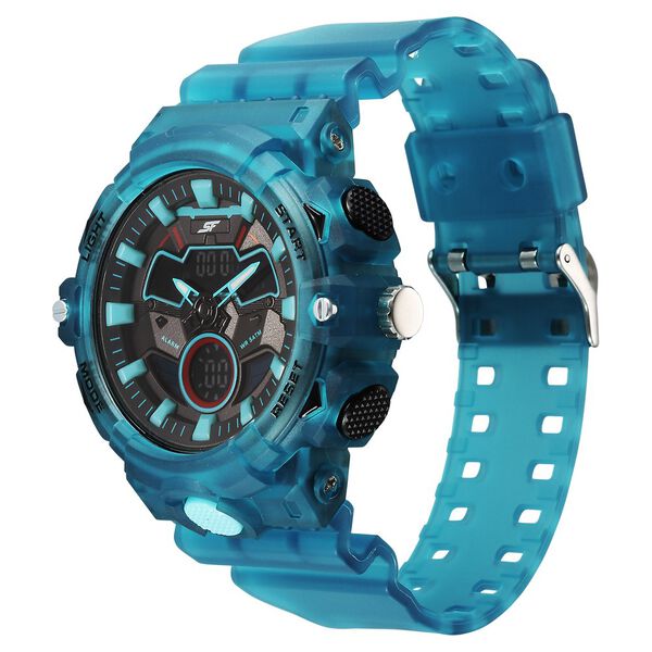 SF Analog Digital blue translucent strap and black dial with blue highlights Watch For Men - image number 2