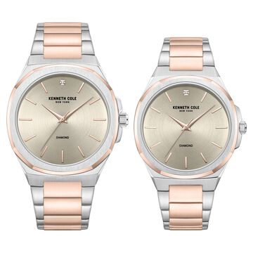 Kenneth Cole Kenneth Cole Quartz Analog Grey Dial With Rose Gold Stainless Steel Strap Watch for Couple