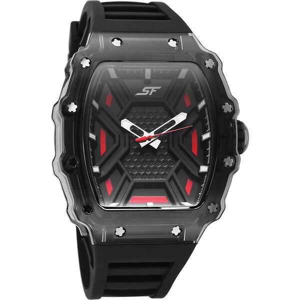 SF Maiden Voyage Sport Watch Black dial And Strap wih red accents Tonneau Shaped Case - image number 0