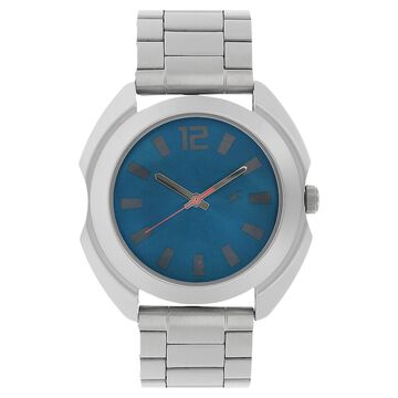 Fastrack Quartz Analog Blue Dial Stainless Steel Strap Watch for Guys