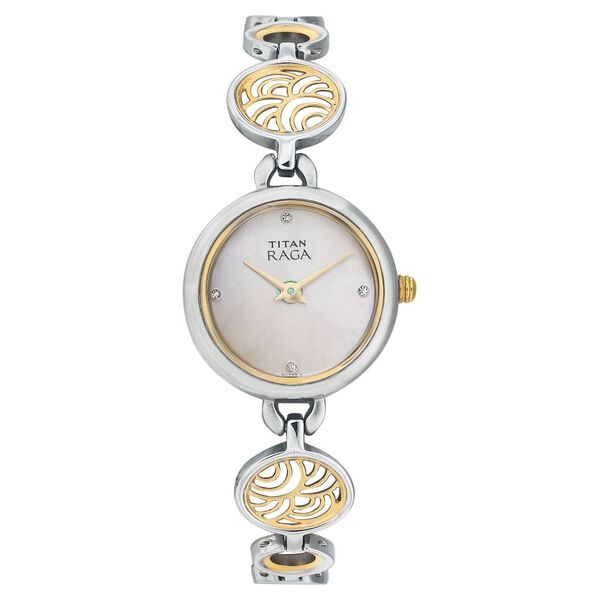 Titan Quartz Analog Mother of Pearl Dial Metal Strap Watch for Women - image number 0