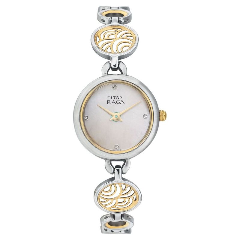 Titan Quartz Analog Mother of Pearl Dial Metal Strap Watch for Women