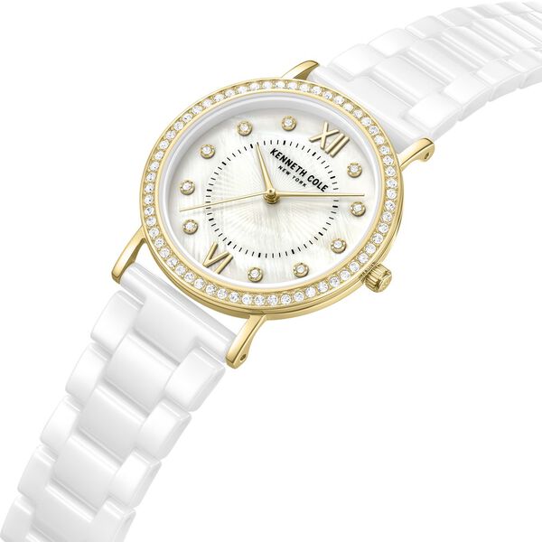 Kenneth Cole Quartz Analog White Dial White Ceramic Strap Watch For Women - image number 3