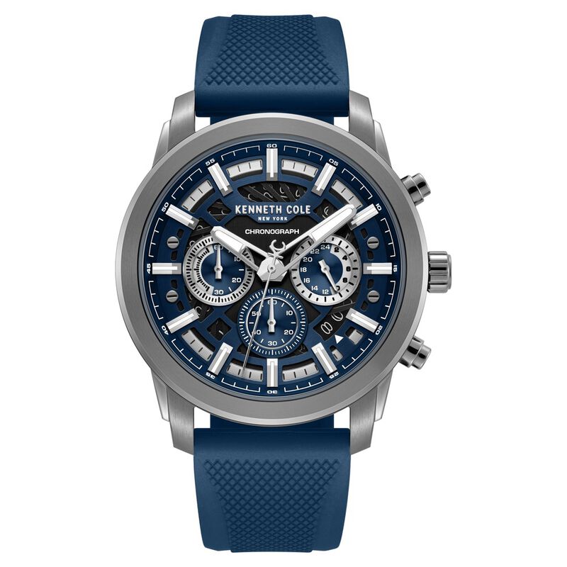 Kenneth Cole Quartz Multifunction Blue Dial Blue Colour Silicone Strap Watch For Men
