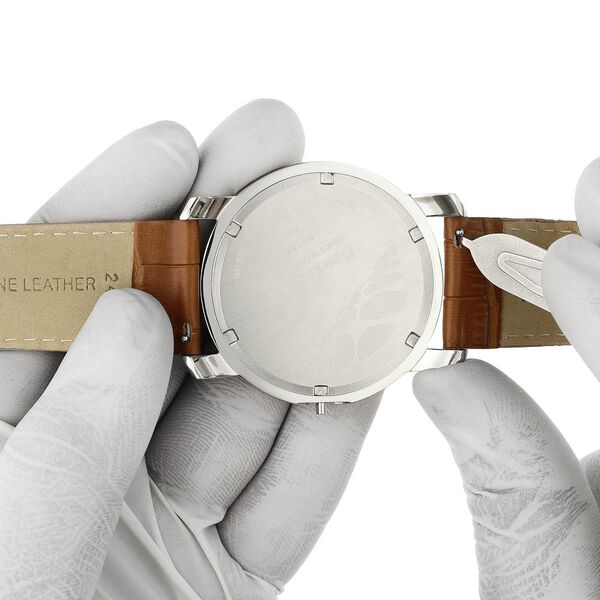 24 mm Tan Genuine Leather Strap for Men - image number 6
