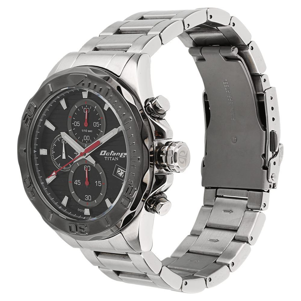 Buy Online Titan Octane Black Dial Chrono Stainless Steel Watch