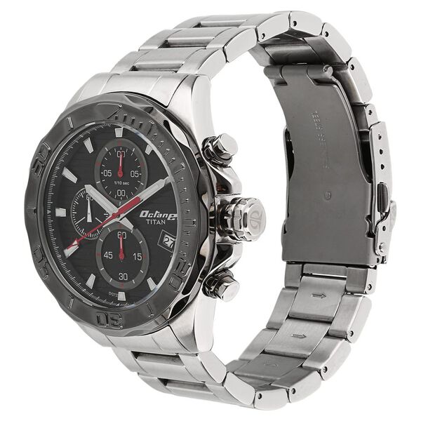 Titan Octane Black Dial Chrono Stainless Steel Watch for Men - image number 1