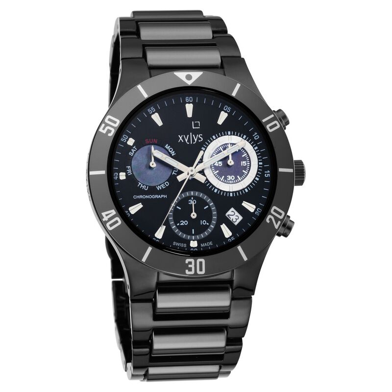 Xylys Quartz Chronograph Black Dial Stainless Steel & Ceramic Strap Watch for Men - image number 0