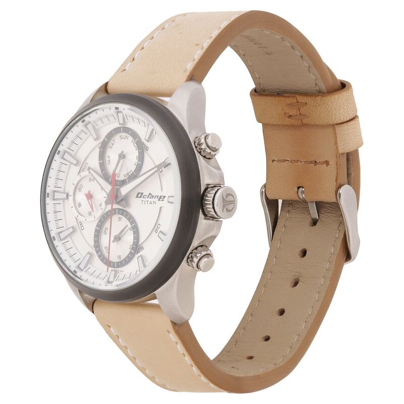 Titan Octane White Dial Quartz Multifunction Leather Strap watch for Men - image number 2