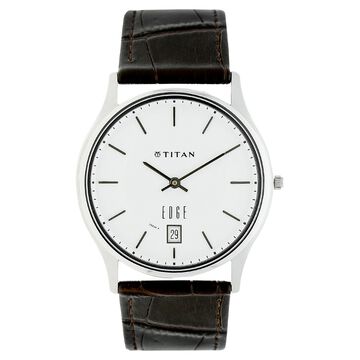 Titan Quartz Analog with Date White Dial Leather Strap Watch for Men