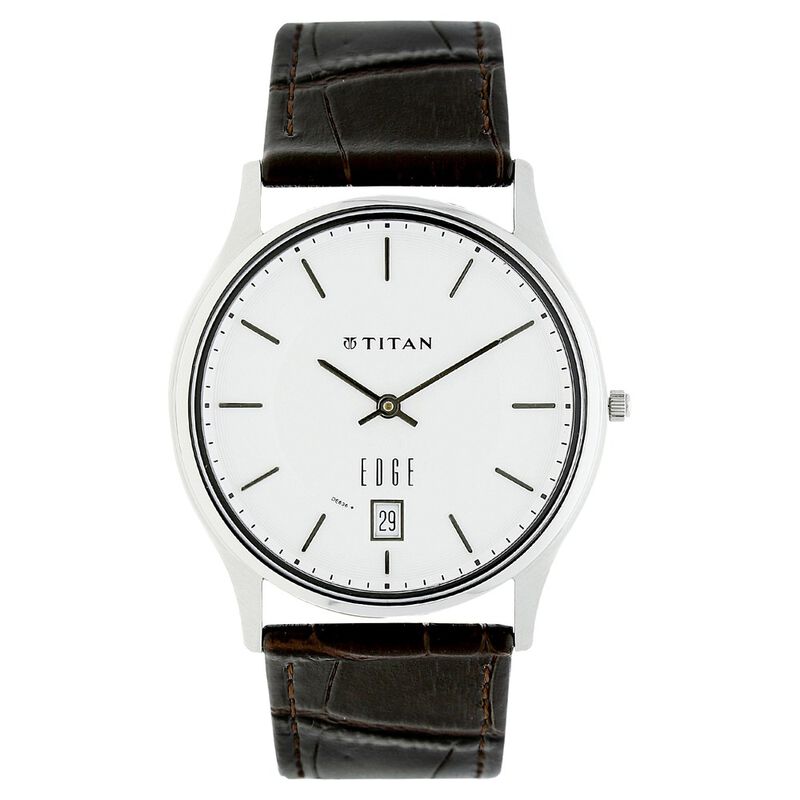 Titan Quartz Analog with Date White Dial Leather Strap Watch for Men - image number 0