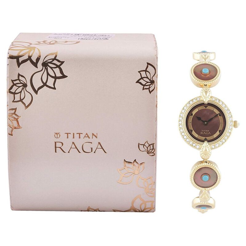 Titan Quartz Analog Brown Dial Metal Strap Watch for Women - image number 4