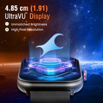 Fastrack Kruz+ 4.85 CM Super HD Display with Functional Crown with Black Silicone Strap Smart Watch for Unisex