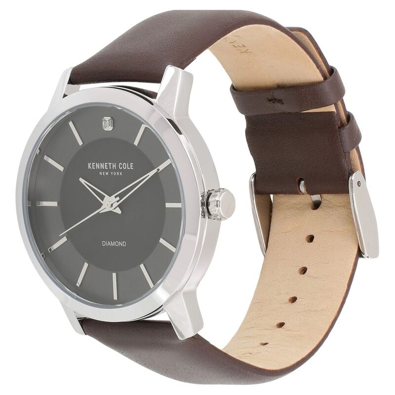 Kenneth Cole Quartz Analog Grey Dial Leather Strap Watch for Men - image number 1