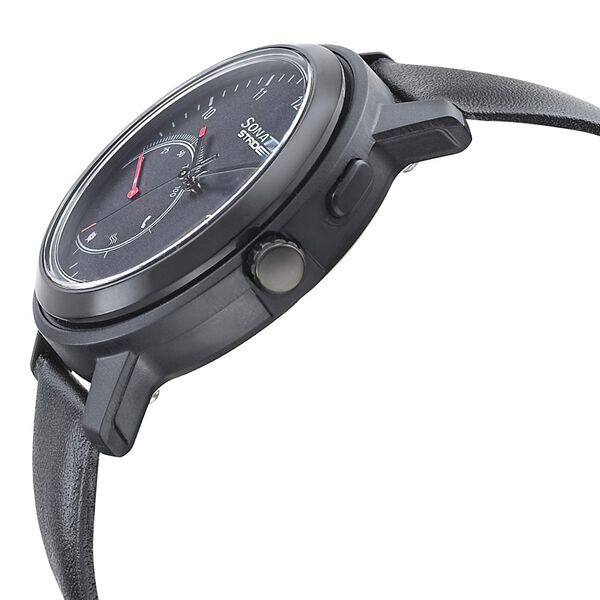 Buy Online Sonata Stride Smart Black Dial Leather Strap Watch for