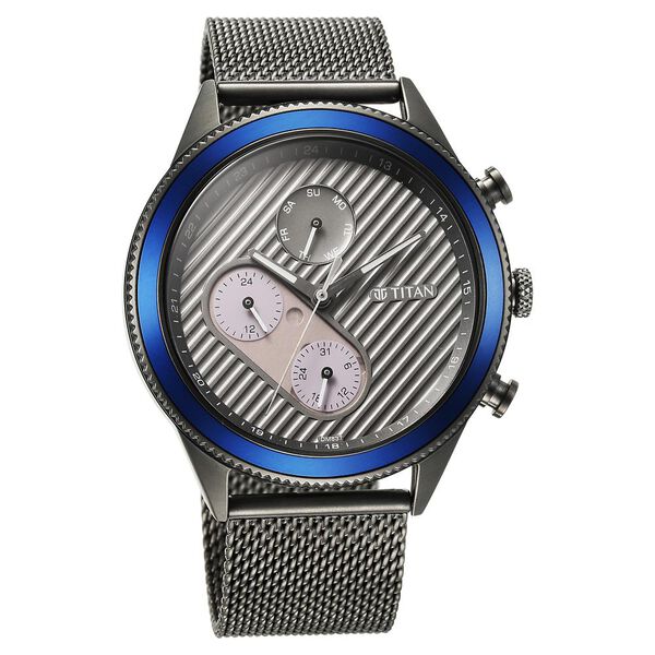 Titan Quartz Analog Anthracite Dial Stainless Steel Strap Watch for Men - image number 0