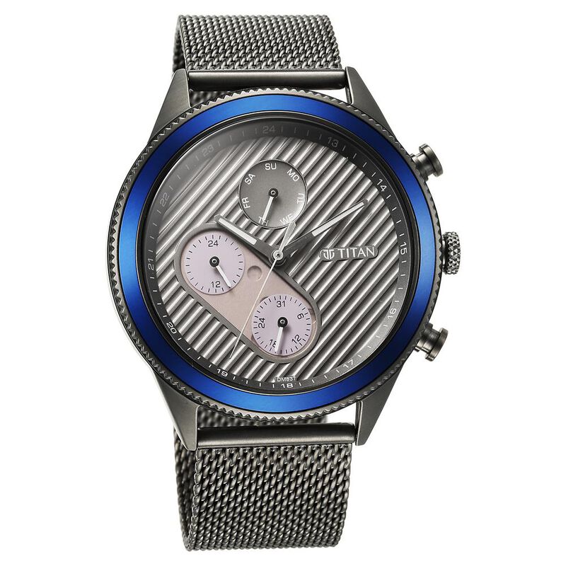 Titan Quartz Analog Anthracite Dial Stainless Steel Strap Watch for Men