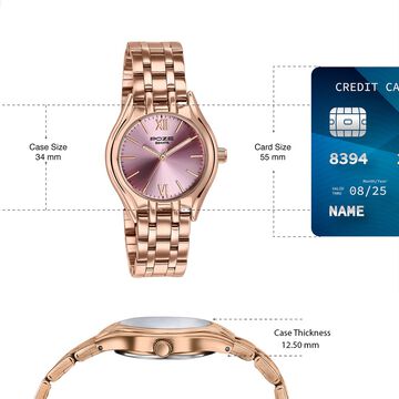 Poze By Sonata Quartz Analog Pink Dial Rose Gold Metal Strap Watch For Women