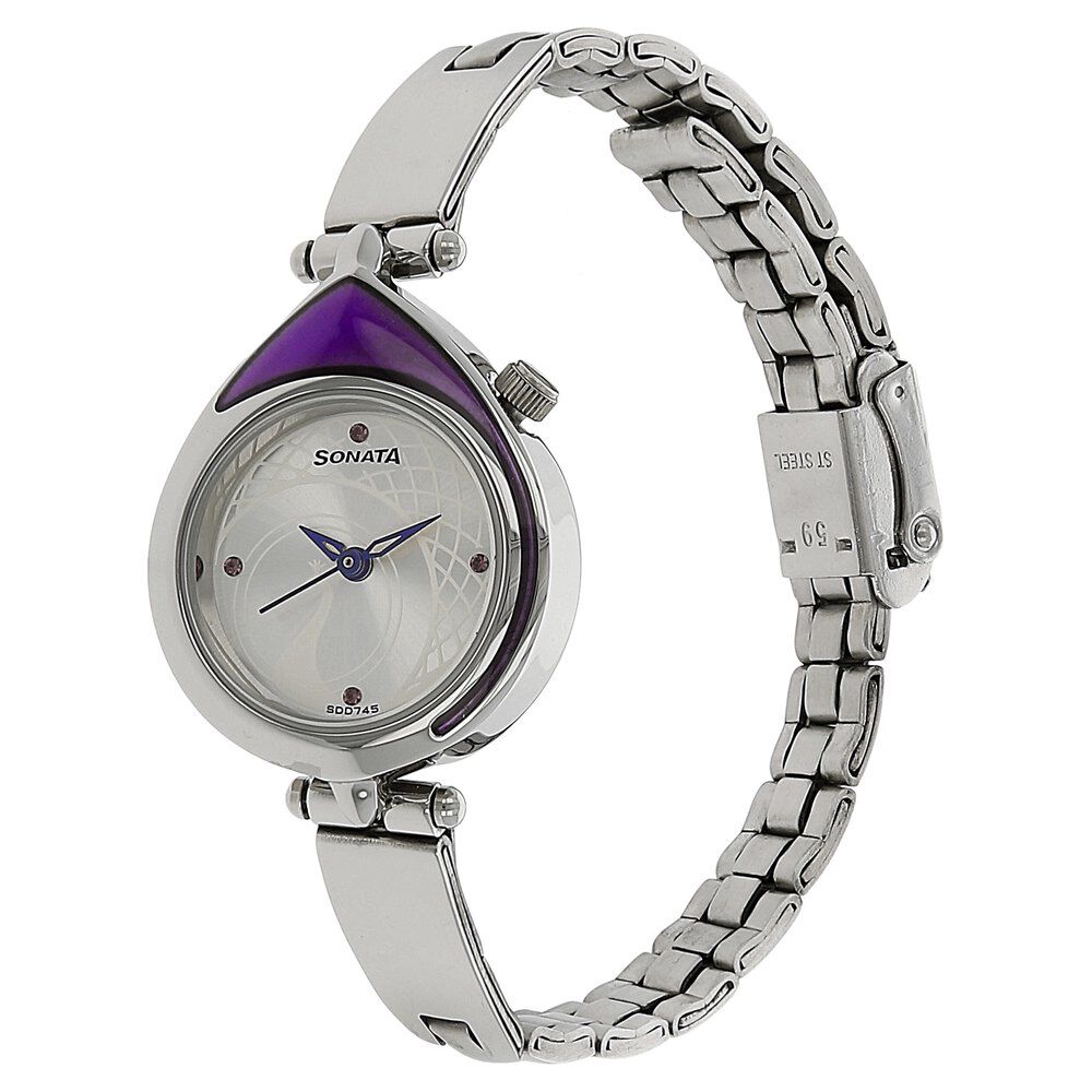 Buy Online Sonata Quartz Analog Silver Dial Stainless Steel Strap