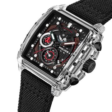 Police Quartz Chronograph Black Dial Multicoloured SILICONE Strap Watch For Men