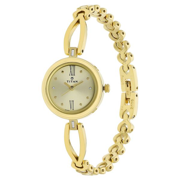 Titan Quartz Analog Champagne Dial Metal Strap Watch for Women - image number 2