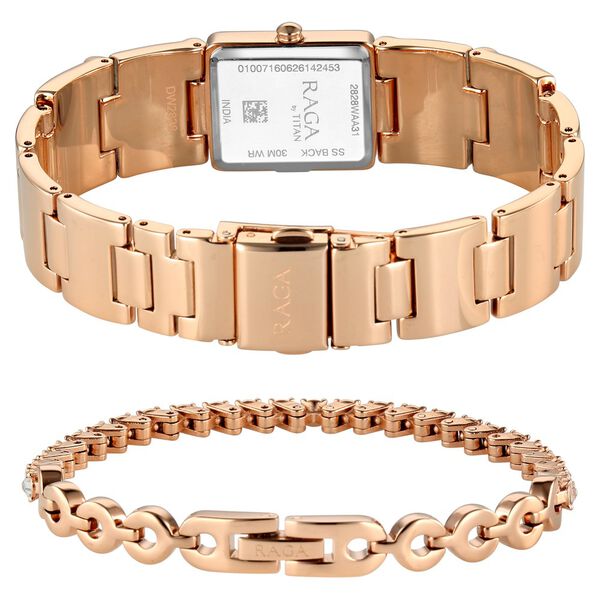 Titan Raga Unlocked Quartz Analog Mother Of Pearl Dial Rose Gold Metal Strap Watch For Women - image number 5
