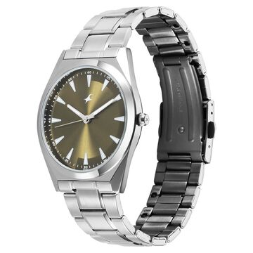 Fastrack Stunners X Quartz Analog Green Dial Stainless Steel Strap Watch For Guys