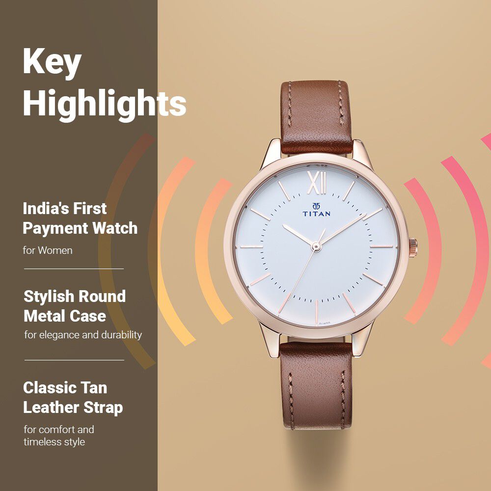 Buy Online Titan Pay White Dial Quartz Multifunction Leather Strap