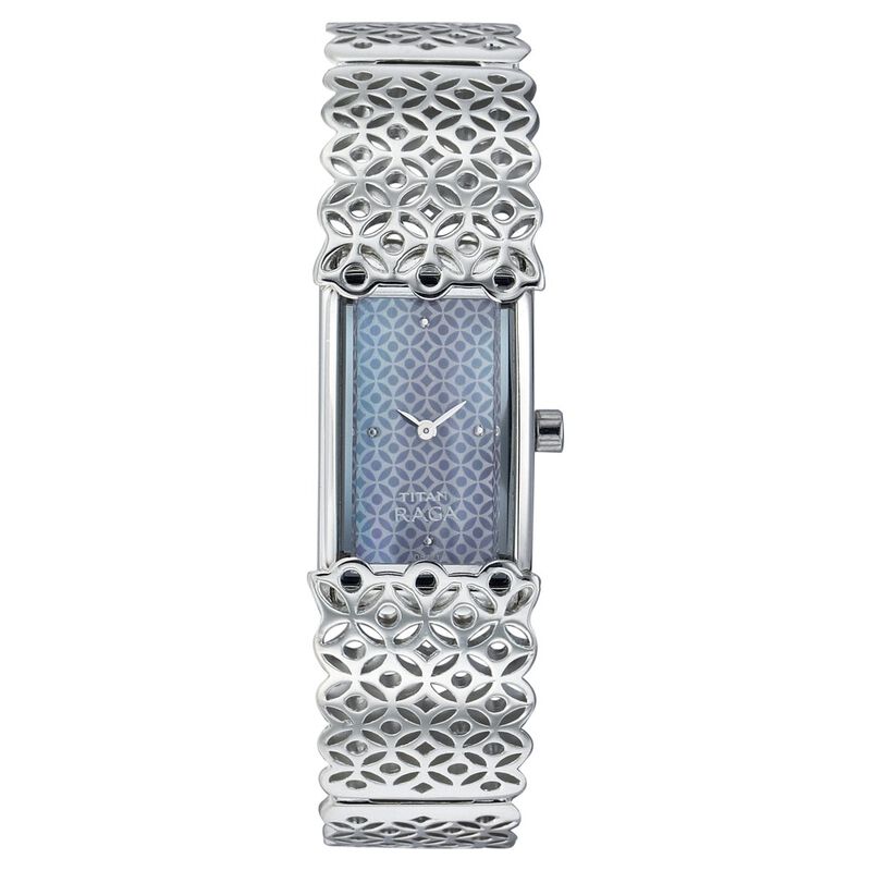 Titan Quartz Analog Mother of Pearl Dial Stainless Steel Strap Watch for Women
