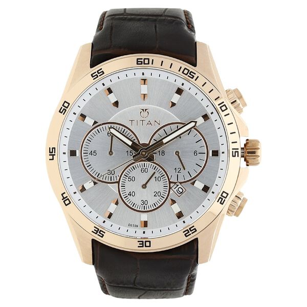 Titan Classic White Chrono Leather Strap watch for Men - image number 0