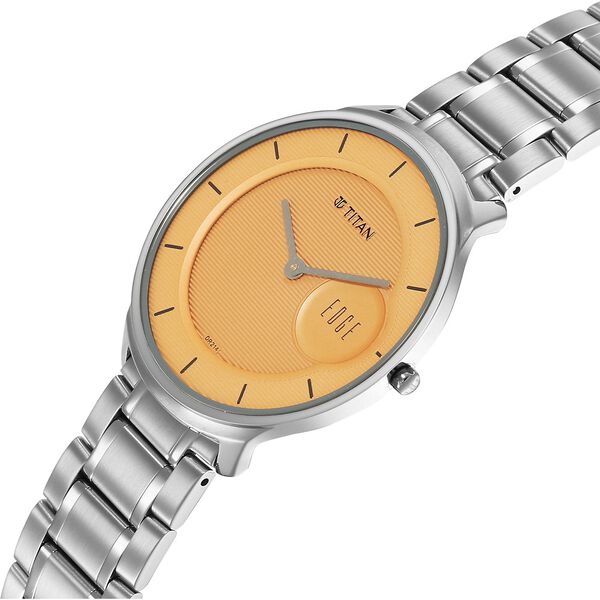Titan Edge Murals Quartz Analog Yellow Dial Stainless Steel Strap Watch For Men - image number 2