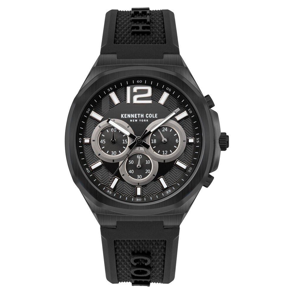 Buy Online Kenneth Cole Quartz Chronograph Black Dial Silicone