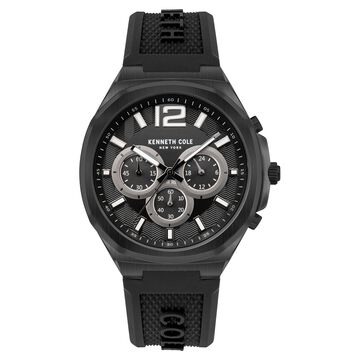 Kenneth Cole Quartz Chronograph Black Dial Silicone Strap Watch for Men