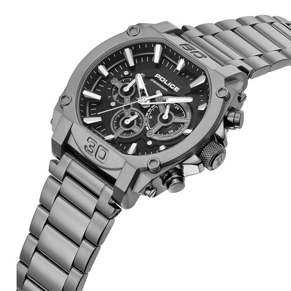 Police Quartz Chronograph Black Dial Grey Stainless Steel Strap Watch For Men - image number 1